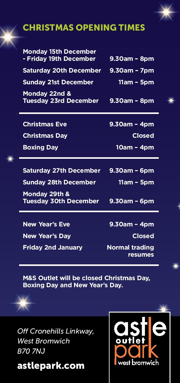 Astle Retail Park, West Bromwich – Christmas Hours