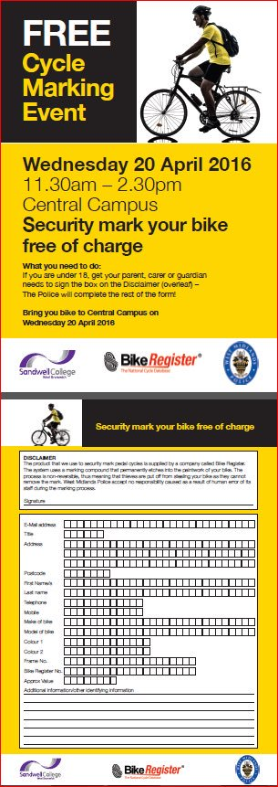 **FREE** Cycle Marking Kits – Wednesday 20th April 2016