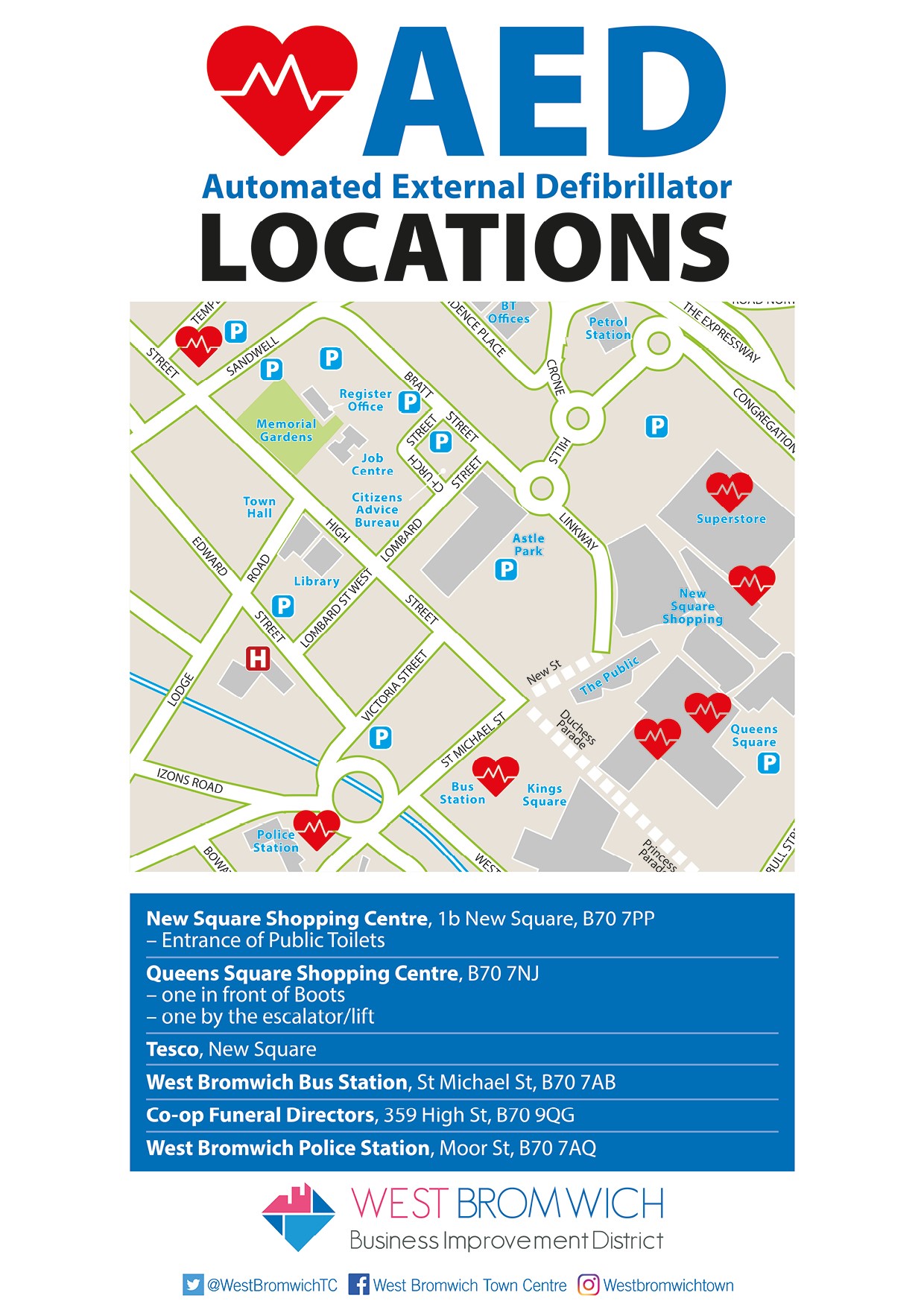 AED Locations in West Bromwich