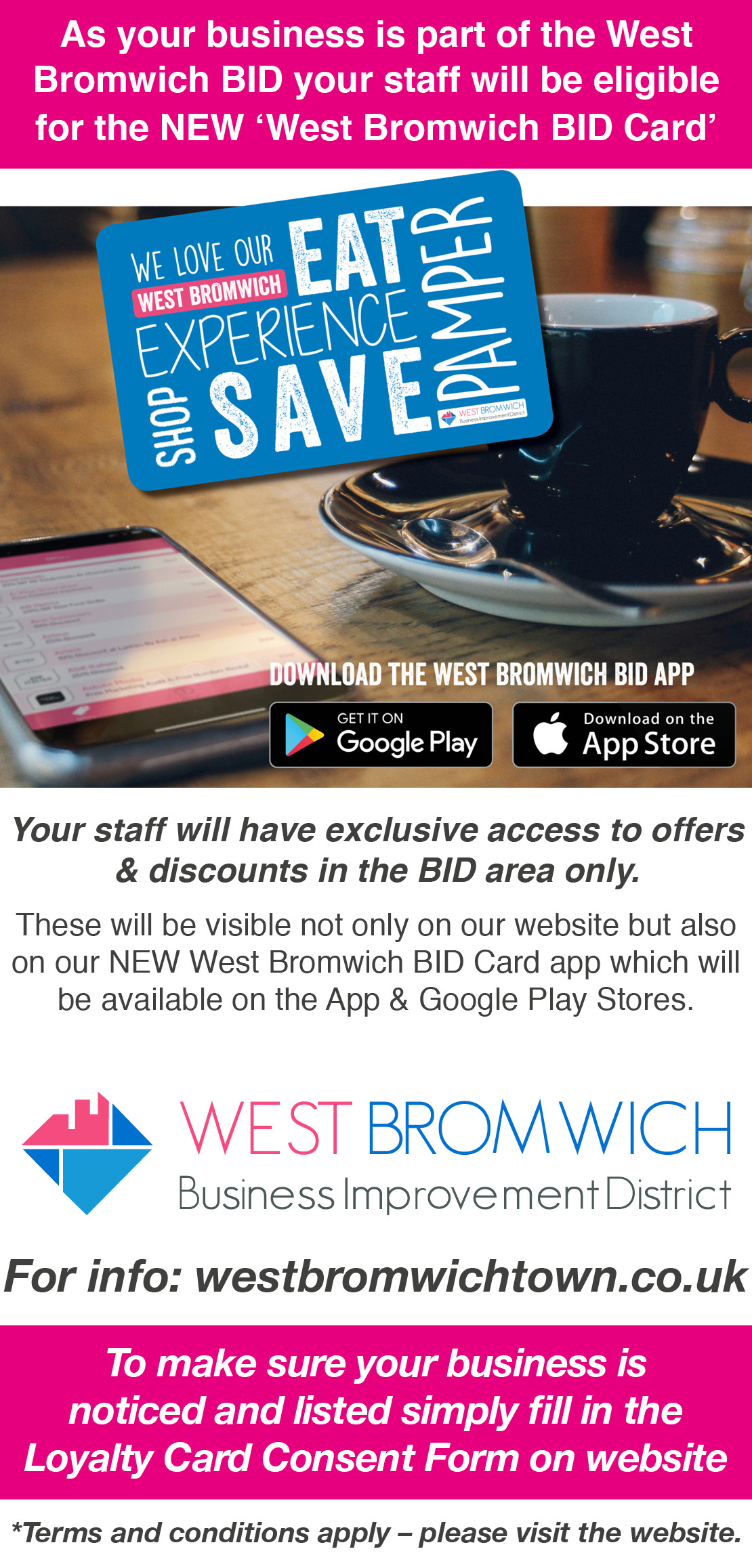 West Bromwich BID Business Staff Loyalty Card