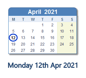 Counting Down the Days until 12th April 2021!
