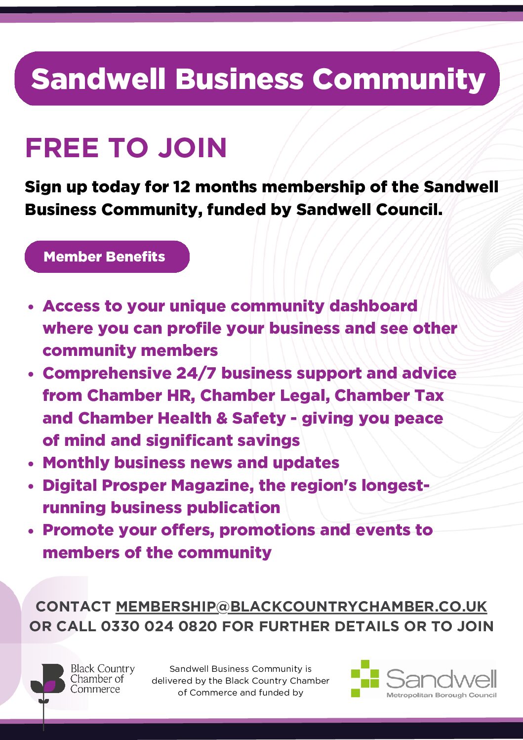 Join Sandwell Business Community through Black Country Chamber of Commerce – Funded by SMBC