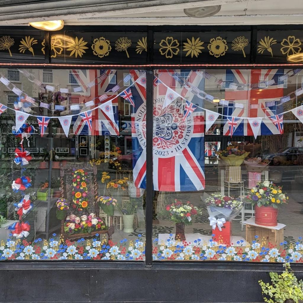 Billinghams Florist on Carters Green ready for the Coronation!