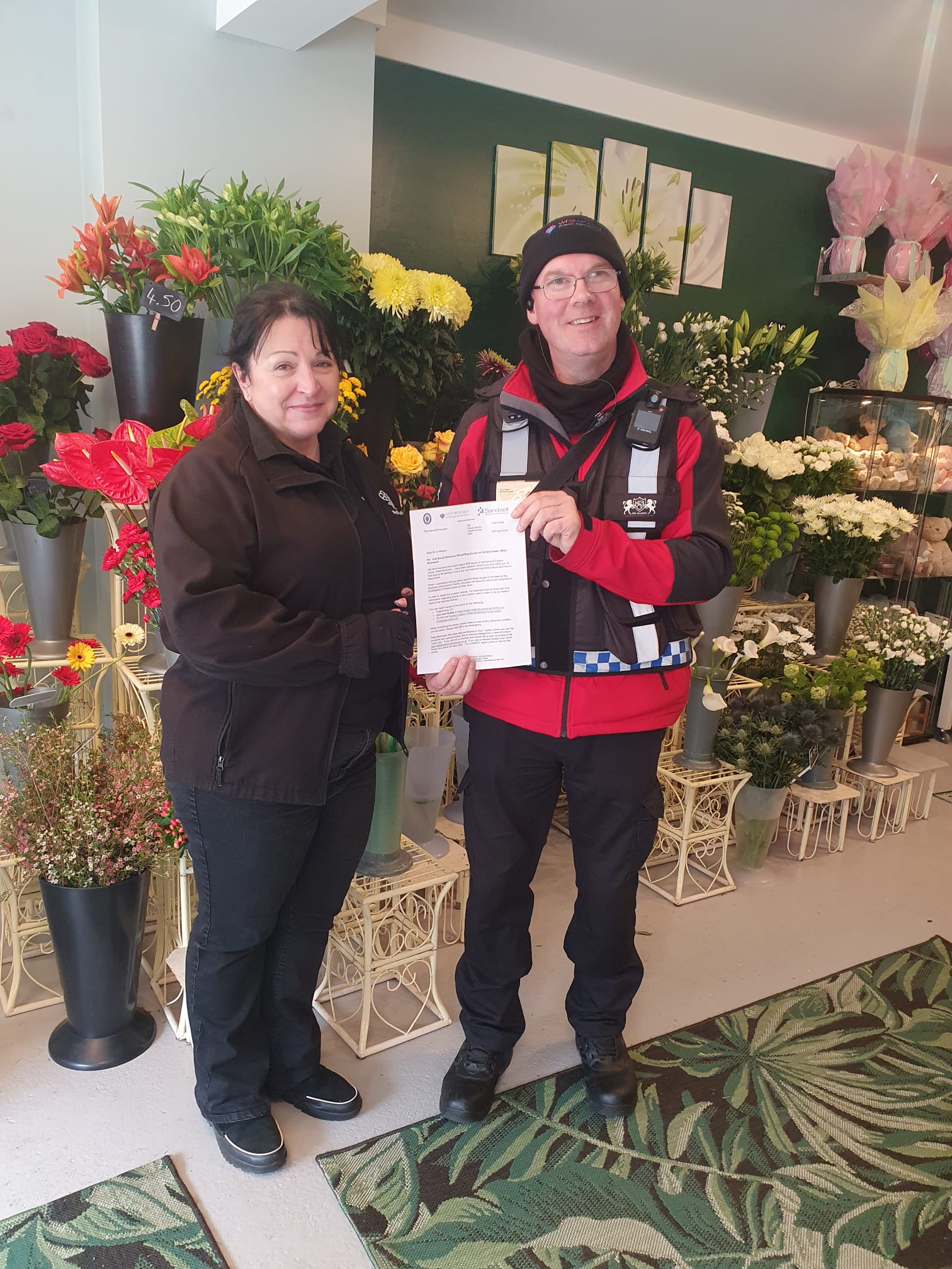 Today Billinghams Florist located on 462 High St, West Bromwich B70 9LD have received their letter on how to report any Antisocial Behavior